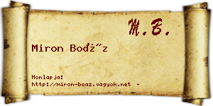 Miron Boáz névjegykártya